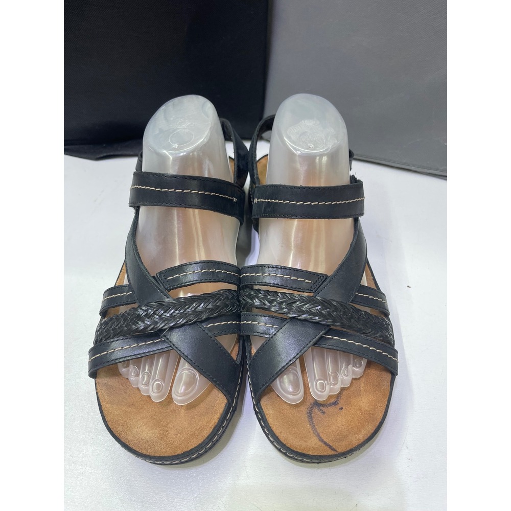 Clarks Artisan Black Leather Strappy Braided Sandals Women 11 W 261814235085